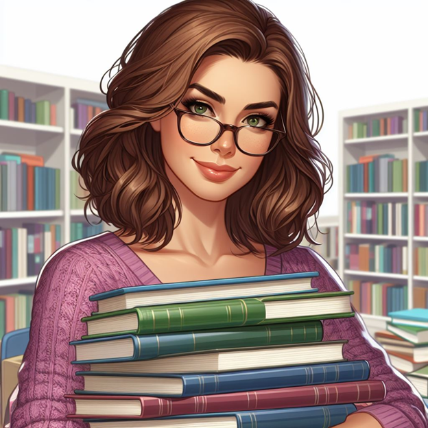 Librarian holding books